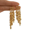 Copper Wheat Tassel Drop Earrings With Silver Pins, Metallic European Style Floral Jewelry view 5