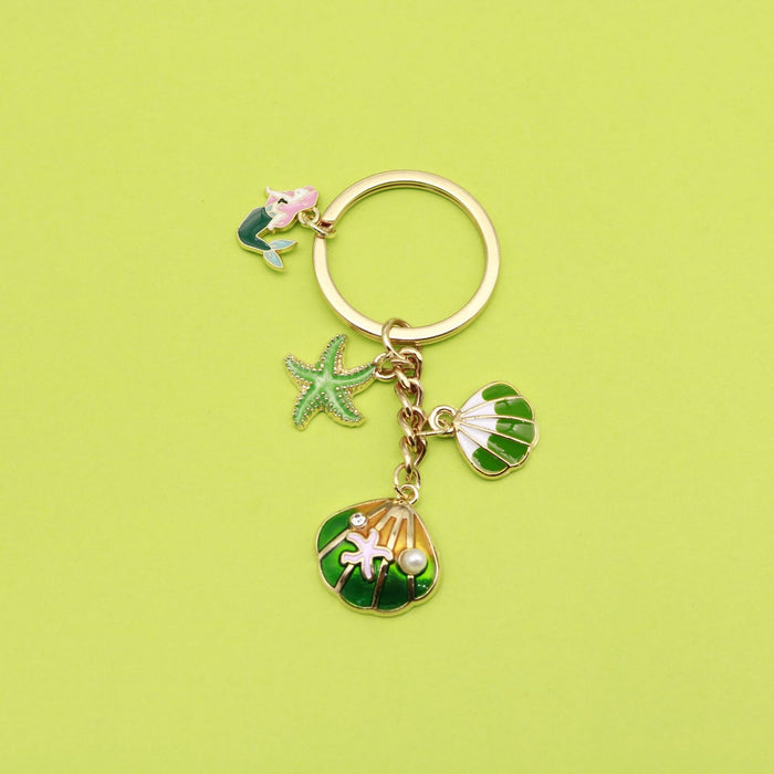 Metal Ocean Shell Starfish Keychain Bag Charm Gift – Gold
