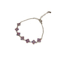 Sparkling Zircon Flower Chain Copper Bangle, Sweet Light Luxury Floral Bracelet view 5