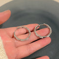 Elegant Copper Zircon Hollow Cross Circle Earrings, Light Luxury Geometric Court Style Studs view 2