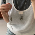 Stainless Steel Rhinestone Cross Heart Spotted Stone Pendant Ethnic Clavicle Necklace view 2