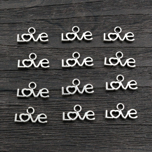 Alloy LOVE Letter Mini Charm Pendant For DIY Jewelry Necklace Bracelet Accessories 6x12mm 0.3g