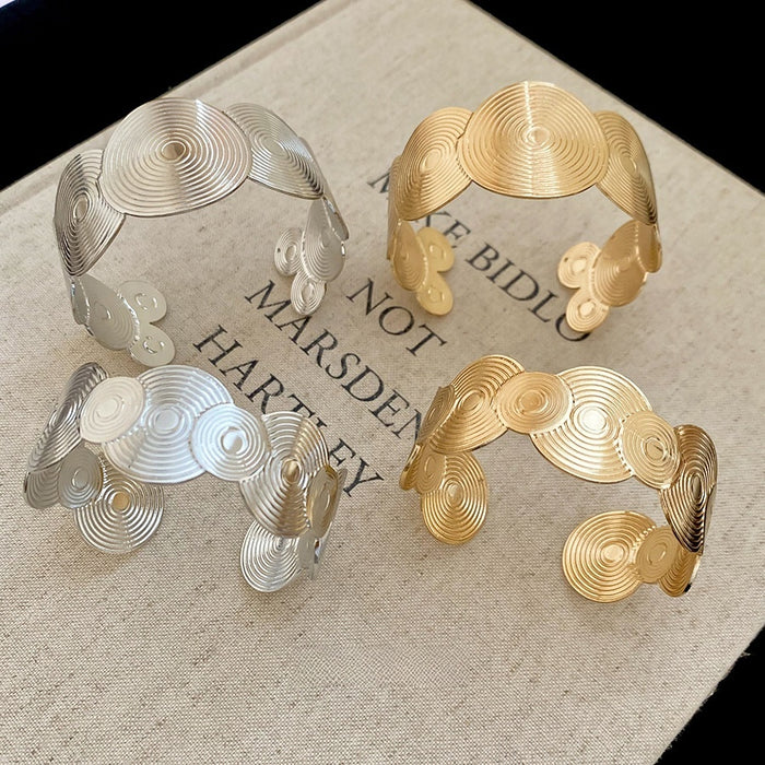 European American Metal Geometric Circle Texture Open Bangle Fashion Versatile Niche Bracelet