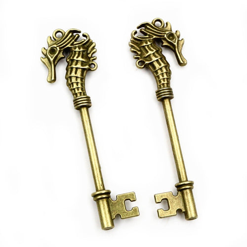 70x19mm Alloy Seahorse Key Pendant For DIY Jewelry Accessories, Necklace And Bracelet Charms