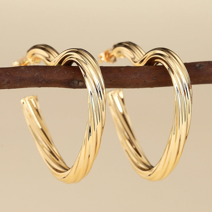 Korean Style Open Heart Stud Earrings For Women, Spiral Heart Sweet Design Fashion Accessories