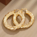 Spiral Texture Large Hoop Ear Cuffs, Metallic Glossy Fashion Earrings For Women view 2