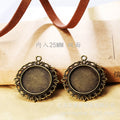 25mm Double-Sided Round Alloy Cabochon Tray Pendant Setting