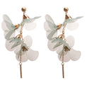 Fabric Flower Mesh Long Drop Earrings Vacation Style Sweet Floral Silver Needle Ear Jewelry view 5