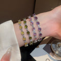 Light Luxury Copper Bracelet With Sparkling Zircon Geometric Round Clasp For Women view 3