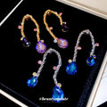 French Vintage Copper Woven Teardrop Tassel Drop Earrings With Silver Posts Court Style view 4