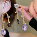 French Vintage Copper Woven Teardrop Tassel Drop Earrings With Silver Posts Court Style view 3