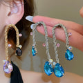 French Vintage Copper Woven Teardrop Tassel Drop Earrings With Silver Posts Court Style view 1