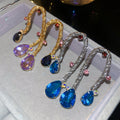 French Vintage Copper Woven Teardrop Tassel Drop Earrings With Silver Posts Court Style view 2
