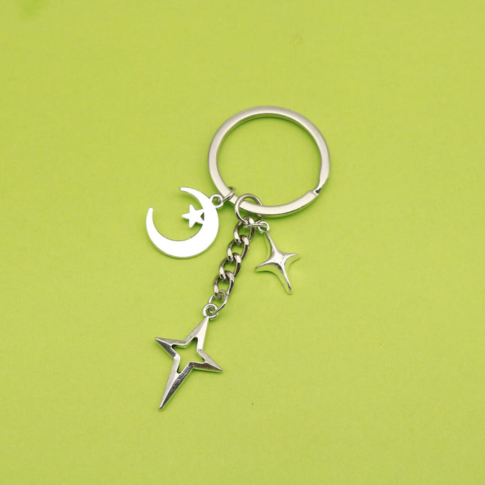 Metal Hollow Star Keychain Couple Bag Charm