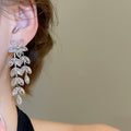 Copper Floral Wheat Tassel Drop Earrings, Light Luxury Minimalist Stud Style view 3