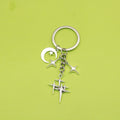 Metal Hollow Four Point Star Moon Keychain Bag Charm Gift view 1