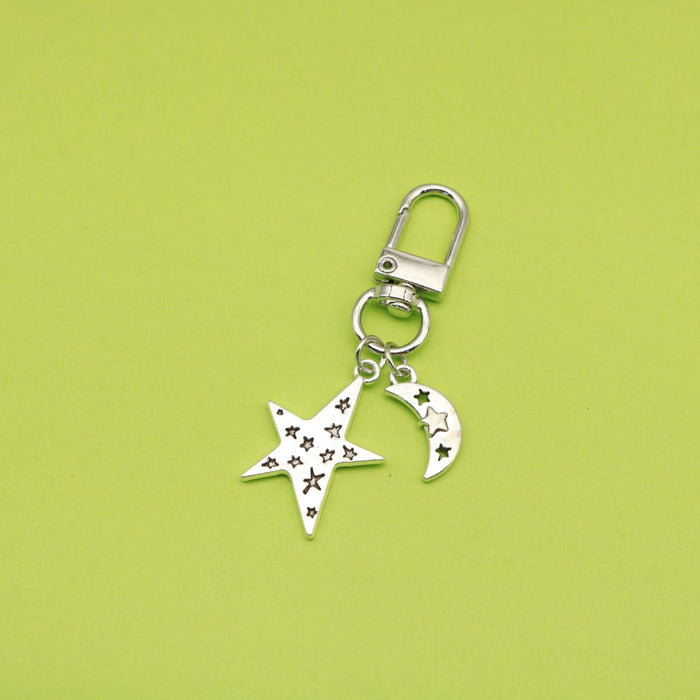Metal Star Moon U Shape Keychain Earphone Case Bag Charm