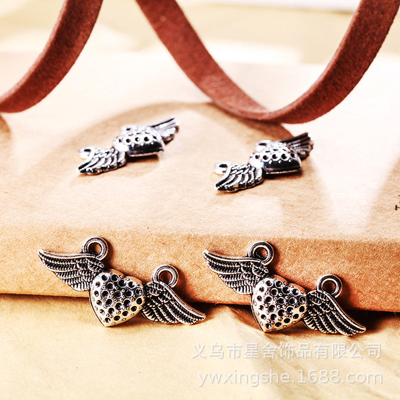 Vintage Heart Wing Alloy Charm Pendant