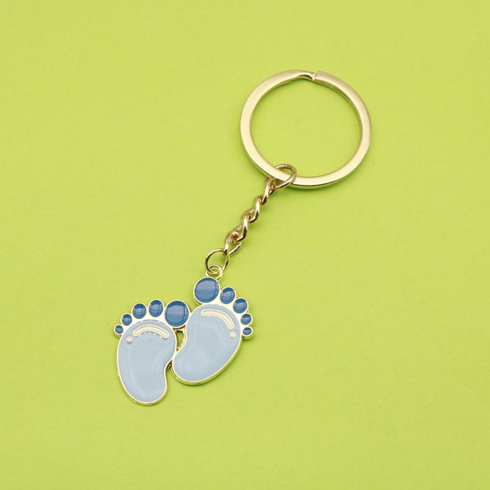 Zinc Alloy Enamel Baby Footprint Keychain Couple Bag Charm