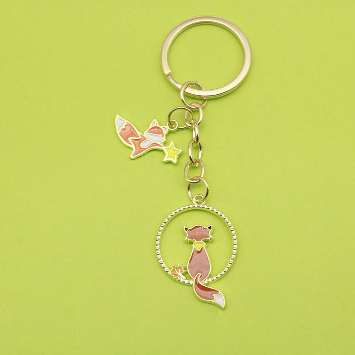 Zinc Alloy Fox Leaf Keychain Colorful Bag Charm Gift