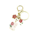 Metal Rose Rabbit Flower Keychain For Student Bag Charm Gift view 5
