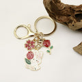 Metal Rose Rabbit Flower Keychain For Student Bag Charm Gift view 3