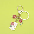 Metal Rose Rabbit Flower Keychain For Student Bag Charm Gift view 1