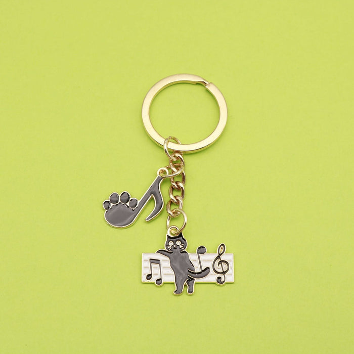 Zinc Alloy Music Cat Keychain For Bag Charm Gift