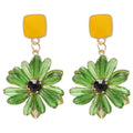 Silver Needle Crystal Flower Drop Earrings, Light Luxury Floral Vacation Style Ear Jewelry view 5
