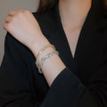 Sparkling Rhinestone Copper Multi Layer Wrap Bangle Elegant Light Luxury Geometric Bracelet For Women view 4