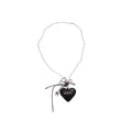 Vacation Style Leather Cotton Cord Necklace With Stainless Steel Heart Bow Tooth Pendant view 5