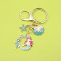Metal Shell Starfish Mermaid Keychain Bag Charm view 1