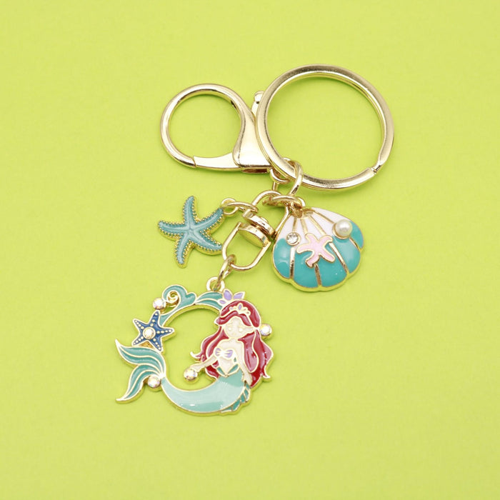 Metal Shell Starfish Mermaid Keychain Bag Charm