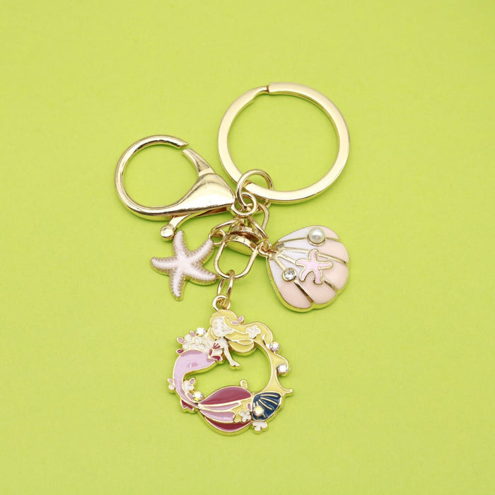 Zinc Alloy Shell Starfish Mermaid Keychain For Bag Charm Gift