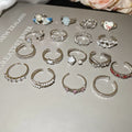 Light Luxury Copper Zircon Hollow Flower Bow Star Geometric Index Finger Ring For Women view 3