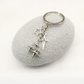Metal Four Point Star Cross Moon Keychain Bag Charm Gift view 3