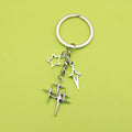 Metal Four Point Star Cross Moon Keychain Bag Charm Gift view 1