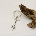 Metal Four Point Star Cross Moon Keychain Bag Charm Gift view 4
