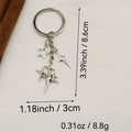 Metal Four Point Star Cross Moon Keychain Bag Charm Gift view 2