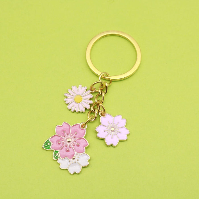 Metal Flower Keychain Cute Purse Bag Charm Gift