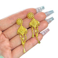 Alloy Silver Needle Geometric Floral Teardrop Tassel Drop Earrings French Court Style view 5