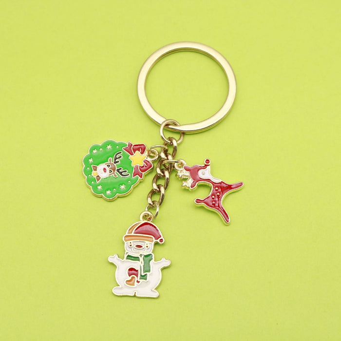 Metal Christmas Santa Candy Tree Keychain Holiday Gift Key Ring