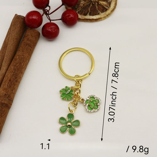 Metal Heart Flower Keychain Bag Charm