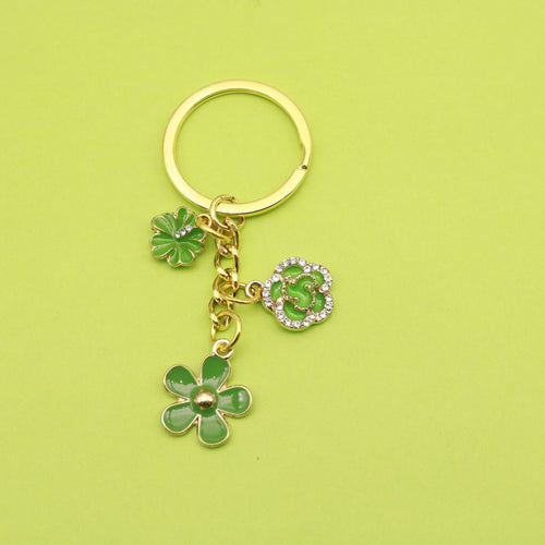Metal Heart Flower Keychain Bag Charm