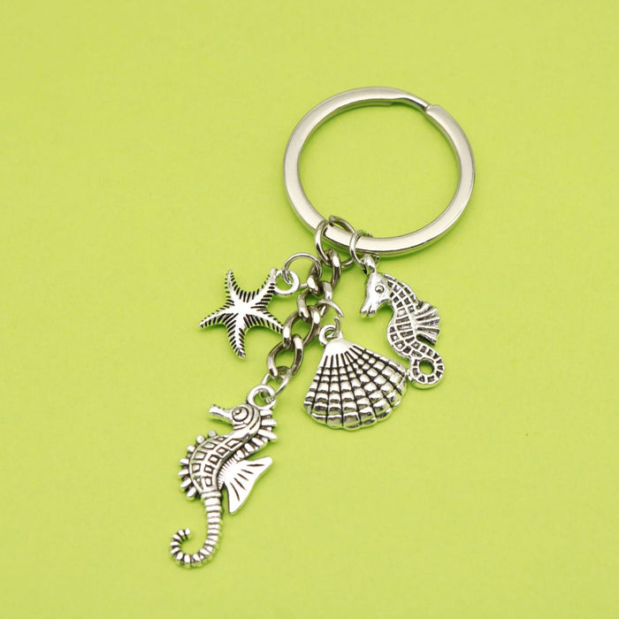 Metal Sea Turtle Starfish Dolphin Keychain Bag Charm