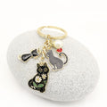 Black Metal Cartoon Cat Heart Star Keychain Cute Bag Charm view 3