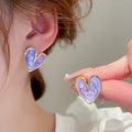 Light Luxury Alloy Heart Ring Stud Earrings With Oil Drip Enamel Minimalist Summer Jewelry view 3