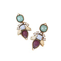 Light Luxury Resin Flower Stud Earrings With Rhinestone Leaf Waterdrop Design For Women view 5