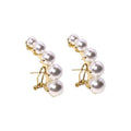 Light Luxury Geometric Round Faux Pearl Stud Earrings With Silver Pins For Women view 5