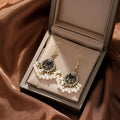 Bohemian Vintage Rhinestone Inlaid Fan Shaped Pearl Tassel Alloy Hook Chandelier Drop Earrings view 4
